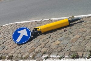 damaged posts on street